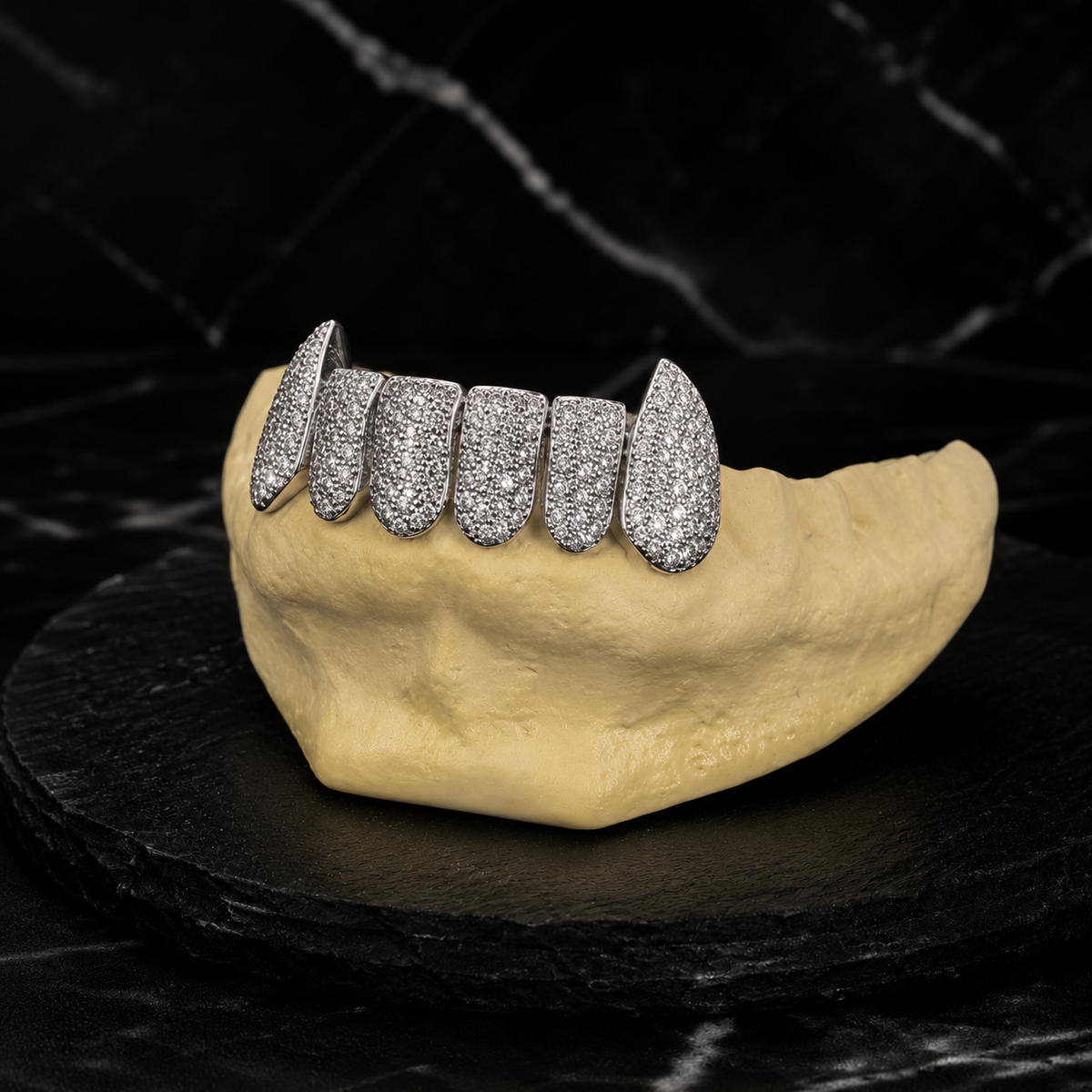 925 Sterling Silver VVS Moissanite Custom Grillz Angle View