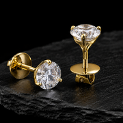 925 Sterling Silver VVS Moissanite Stud Earrings Side View