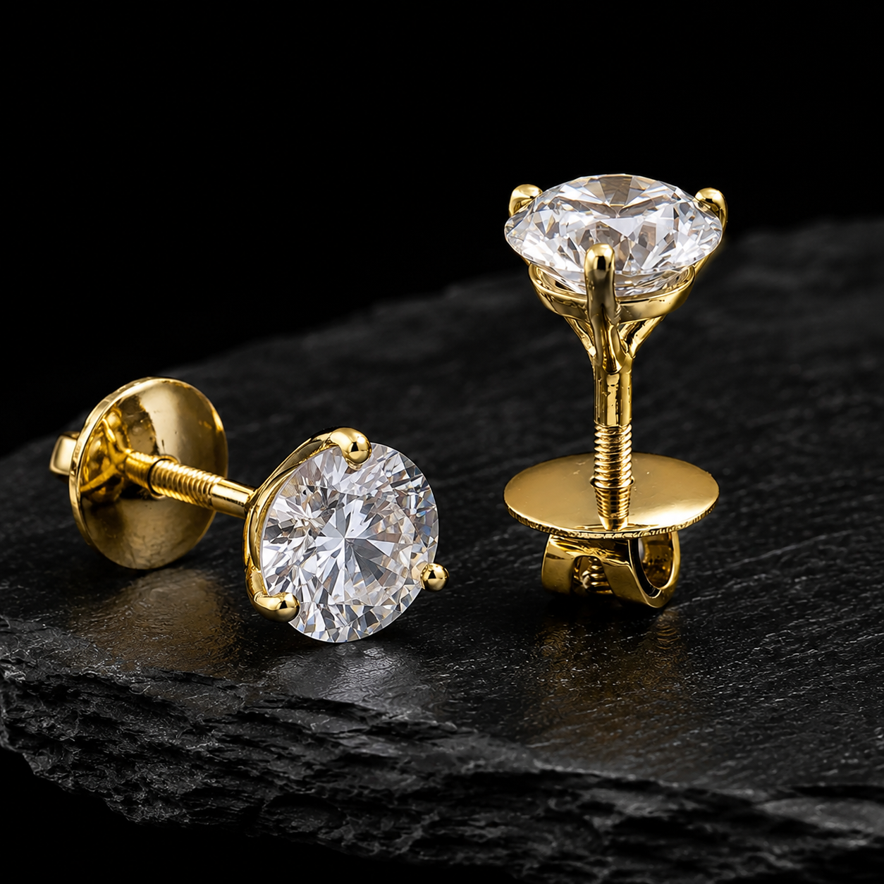 925 Sterling Silver VVS Moissanite Stud Earrings Side View