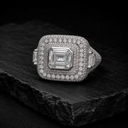 VVS Moissanite Emerald-Cut Iced Out Hip Hop Ring – 925 Sterling Silver