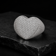Iced Out Heart-Shaped Round-Cut VVS Moissanite Ring – 925 Sterling Silver