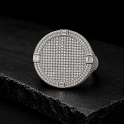 Iced Out Round VVS Moissanite Diamond Statement Ring – 925 Sterling Silver