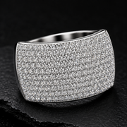 925 Sterling Silver Iced Out Round-Cut VVS Moissanite Luxury Statement Ring for Men & Women