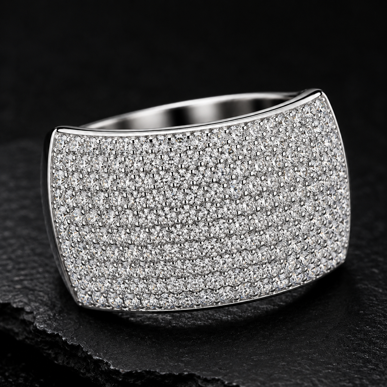 925 Sterling Silver Iced Out Round-Cut VVS Moissanite Luxury Statement Ring for Men & Women