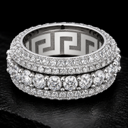 Iced Out Round-Cut VVS Moissanite Diamond Ring – 925 Sterling Silver
