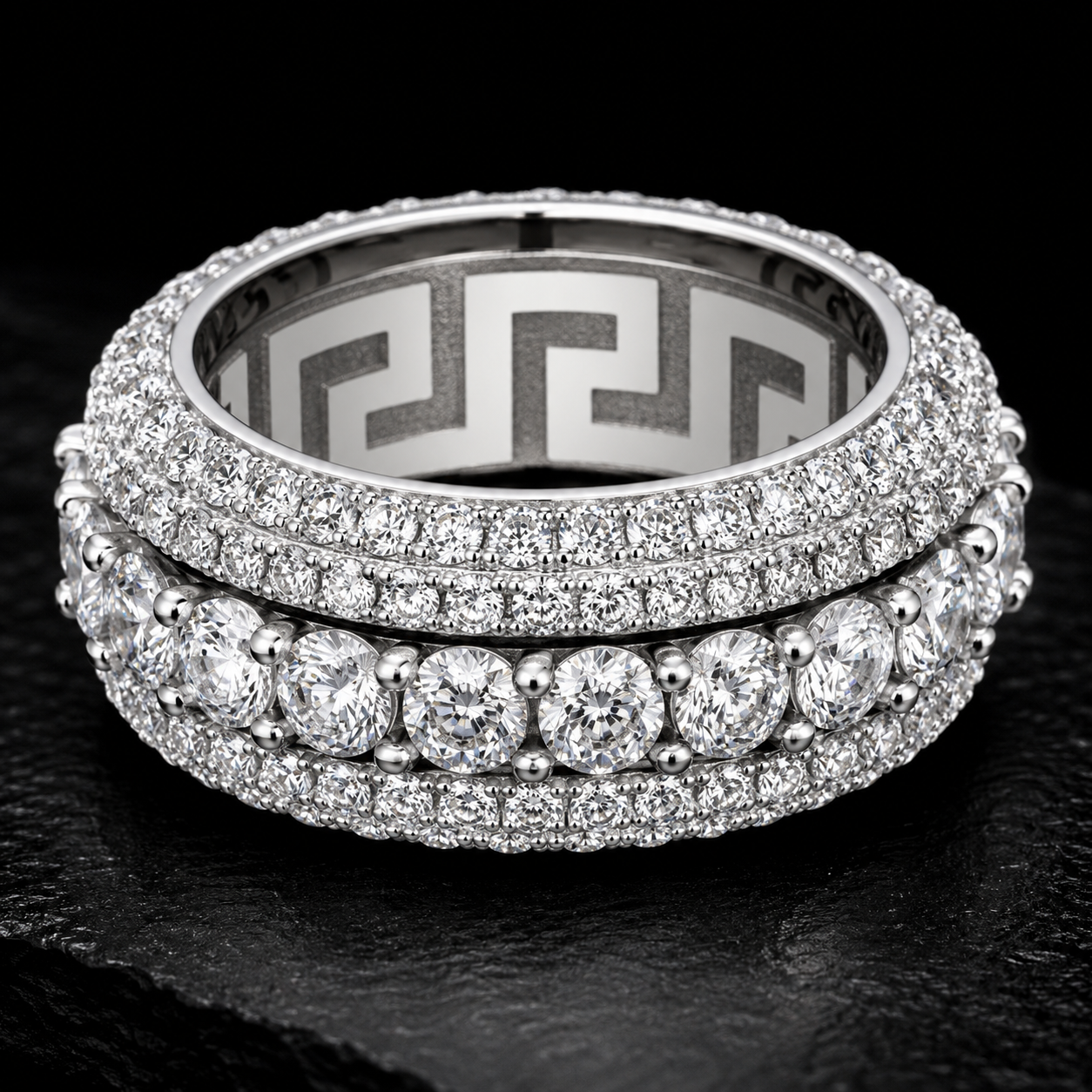 Iced Out Round-Cut VVS Moissanite Diamond Ring – 925 Sterling Silver