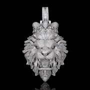 Iced Out Moissanite Lion Head Pendant – Handcrafted 3D Hip-Hop Jewelry