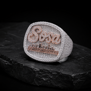 Custom Name & Logo Iced Out VVS Moissanite 925 Sterling Silver Statement Ring