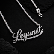 Close Up Iced Out Moissanite Custom Name Pendant