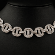 Close Up Iced Out Round Link Chain Stone and Link Details