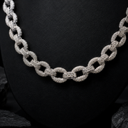 Close Up VVS Moissanite Iced Out Infinity Link Chain Details
