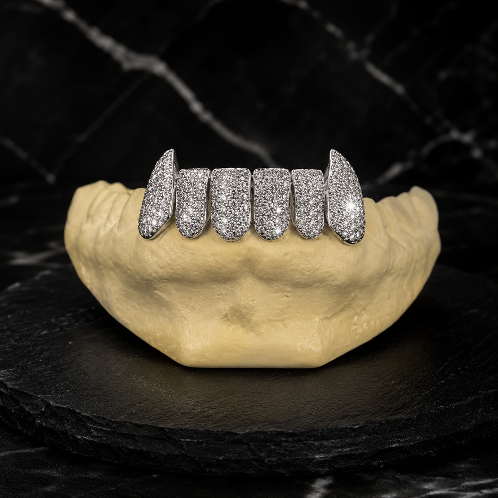 Custom Iced Out VVS Moissanite Grillz in 925 Sterling Silver