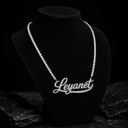 Custom Moissanite Name Necklace Side Angle View