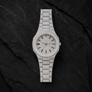 Full Iced Out VVS Moissanite Stainless Steel Watch on Black Slate