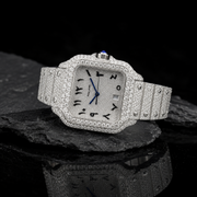 Iced Out Moissanite Arabic Dial Watch Side Angle View