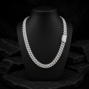 Iced Out Moissanite Cuban Link Chain on Black Jewelry Bust