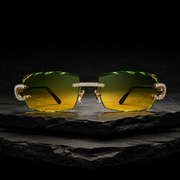 Iced Out VVS Moissanite Green Gradient Rimless Sunglasses Front View