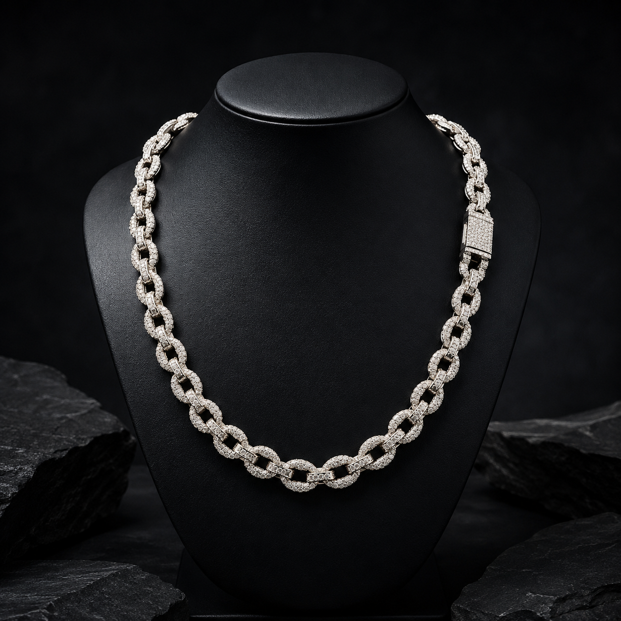 Iced Out VVS Moissanite Infinity Link Chain in 925 Sterling Silver