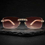Iced Out VVS Moissanite Rimless Gradient Sunglasses Front View
