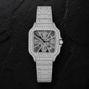 Iced Out VVS Moissanite Stainless Steel Watch on Black Slate