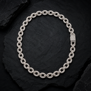 Moissanite Infinity Link Chain in 925 Sterling Silver on Black Slate