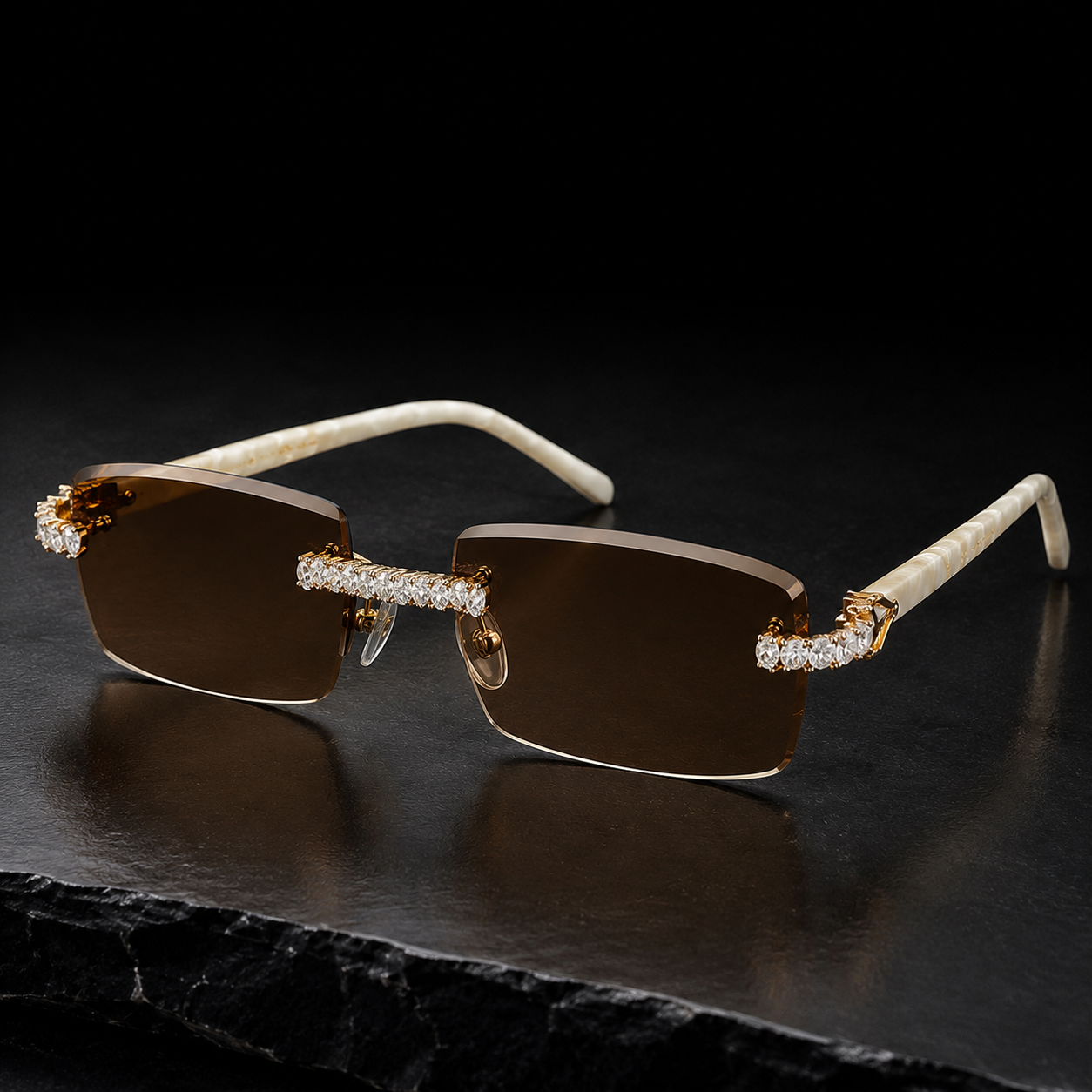 Pear Cut Moissanite Gradient Photochromic Sunglasses Side Angle