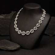 Silver Iced Out Round Link Chain Side Angle View