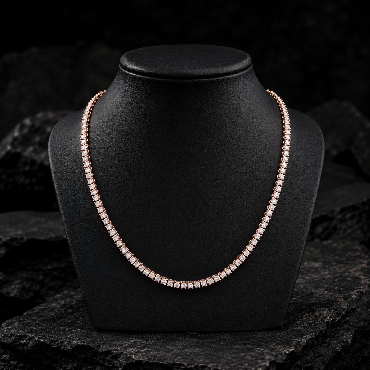 VVS Moissanite Iced Out Tennis Chain in 925 Sterling Silver Rose Gold