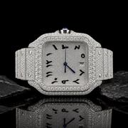 VVS Moissanite Arabic Dial Iced Out Stainless Steel Watch Front View