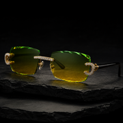 VVS Moissanite Green Gradient Rimless Sunglasses Side Angle View