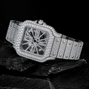 VVS Moissanite Iced Out Stainless Steel Watch Side Angle View