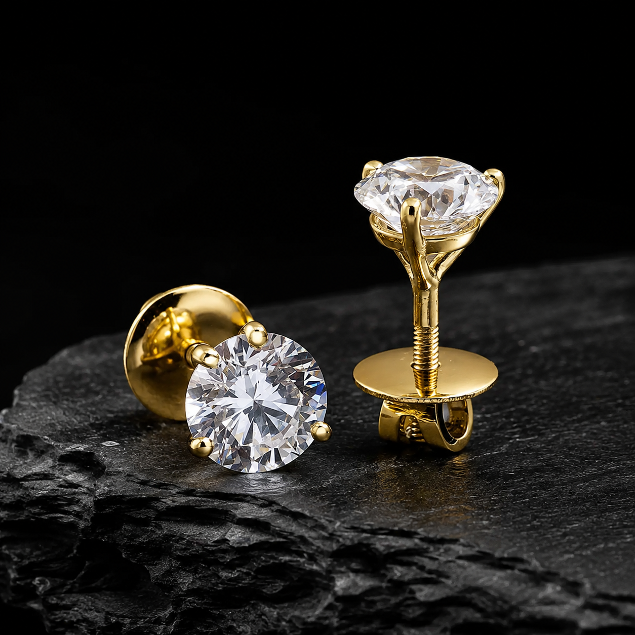 VVS Moissanite Round Cut Stud Earrings in 925 Sterling Silver