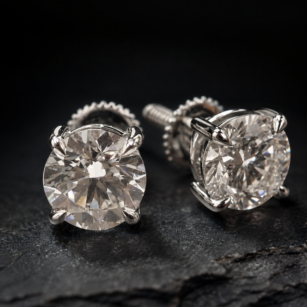 VVS Moissanite Round Cut Stud Earrings in 925 Sterling Silver 1
