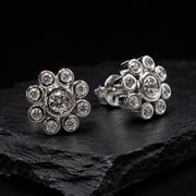 VVS Round Moissanite Cluster Flower Stud Earrings in 925 Sterling Silver