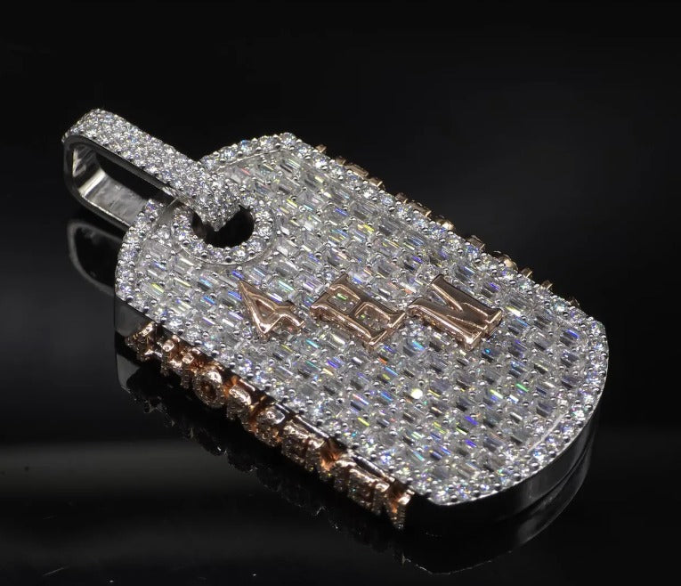 Iced Out Moissanite Dog Tag Pendant | ONYX RATAN