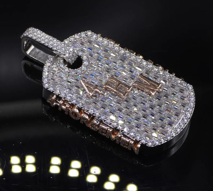 Iced Out Moissanite Dog Tag Pendant | ONYX RATAN
