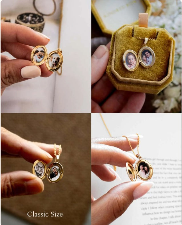 14K Solid Gold Engraved Photo Locket | ONYX RATAN