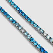Blue Moissanite Iced Out Tennis Chain | 925 Sterling Silver Hip Hop Necklace | 22 Inch, 2.5mm | ONYX RATAN