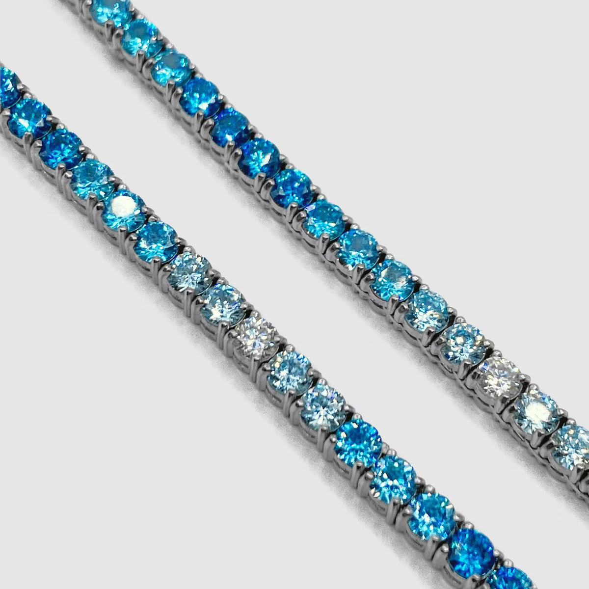 Blue Moissanite Iced Out Tennis Chain | 925 Sterling Silver Hip Hop Necklace | 22 Inch, 2.5mm | ONYX RATAN