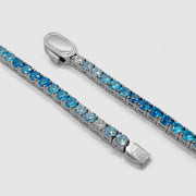 Blue Moissanite Iced Out Tennis Chain | 925 Sterling Silver Hip Hop Necklace | 22 Inch, 2.5mm | ONYX RATAN