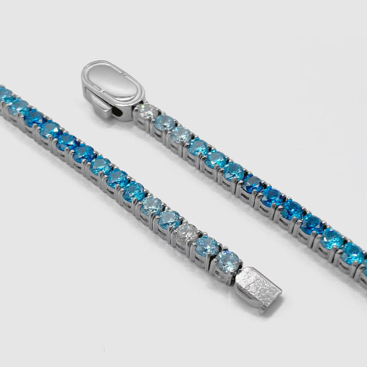 Blue Moissanite Iced Out Tennis Chain | 925 Sterling Silver Hip Hop Necklace | 22 Inch, 2.5mm | ONYX RATAN