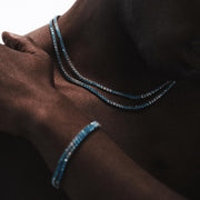 Blue Moissanite Iced Out Tennis Chain | 925 Sterling Silver Hip Hop Necklace | 22 Inch, 2.5mm | ONYX RATAN