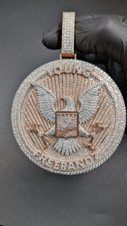 Custom Moissanite Eagle Name Pendant in Sterling Silver – Two-Tone Iced Out Medallion