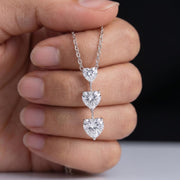 Heart Lab Grown Diamond Pendant – Three Stone Drop | ONYX RATAN
