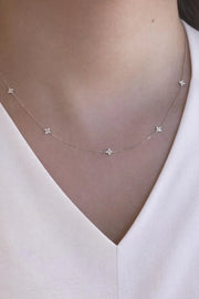 18K Gold Diamond Station Necklace – Four Leaf Clover | ONYX RATAN