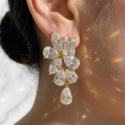 Moissanite Cluster Drop Earrings  | ONYX RATAN
