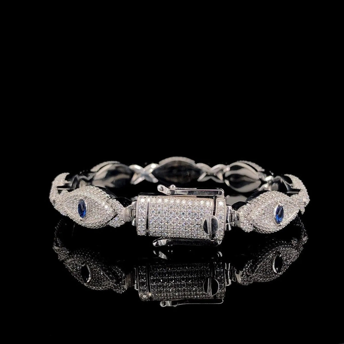 Iced Out Evil Eye Bracelet – VVS1 Moissanite 925 Silver | ONYX RATAN