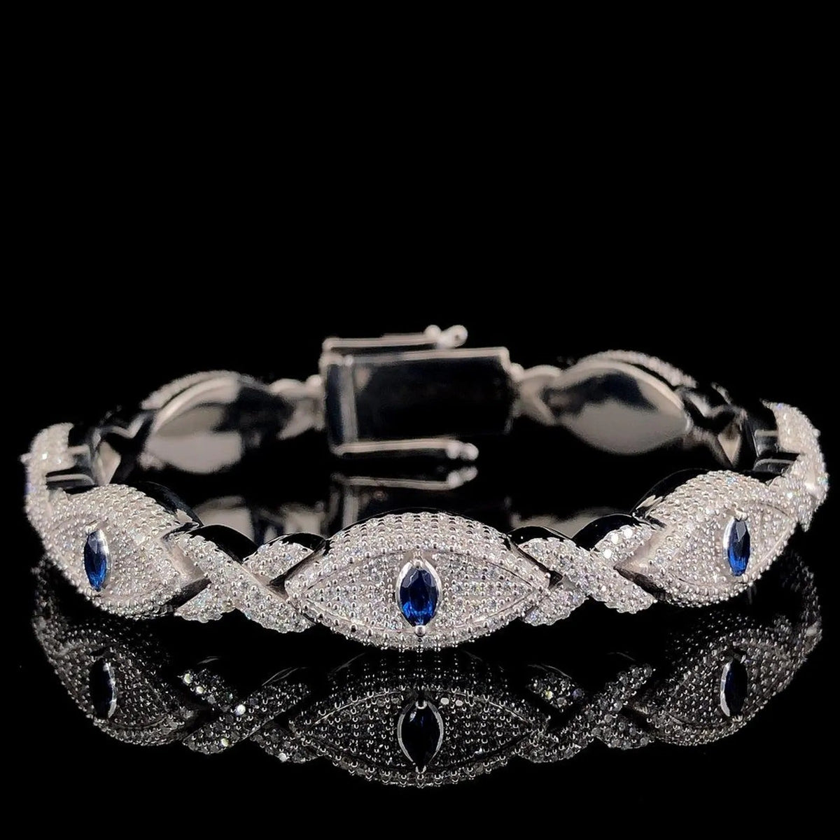 Iced Out Evil Eye Bracelet – VVS1 Moissanite 925 Silver | ONYX RATAN