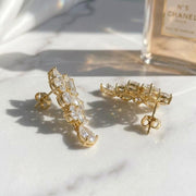 Moissanite Cluster Drop Earrings  | ONYX RATAN