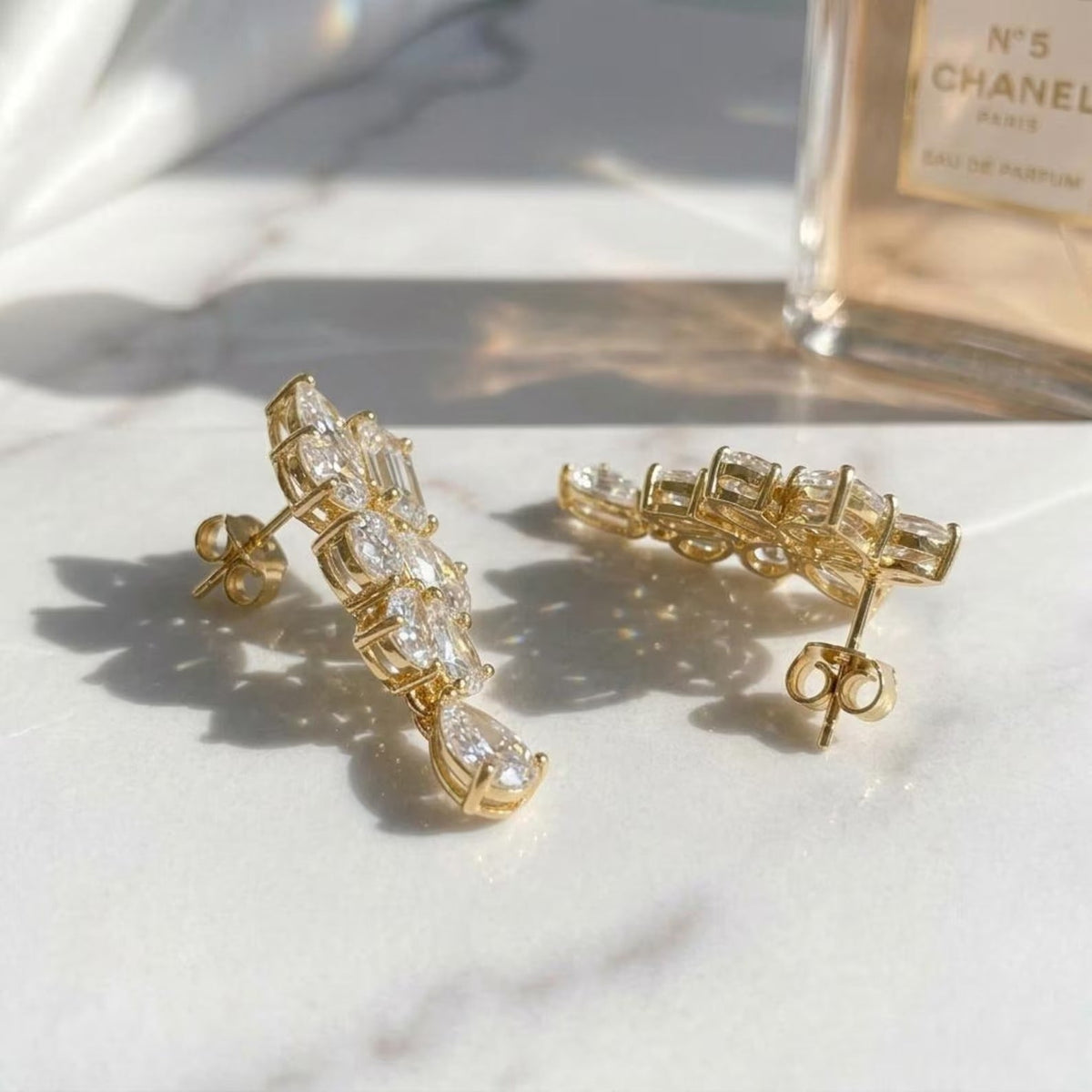 Moissanite Cluster Drop Earrings  | ONYX RATAN
